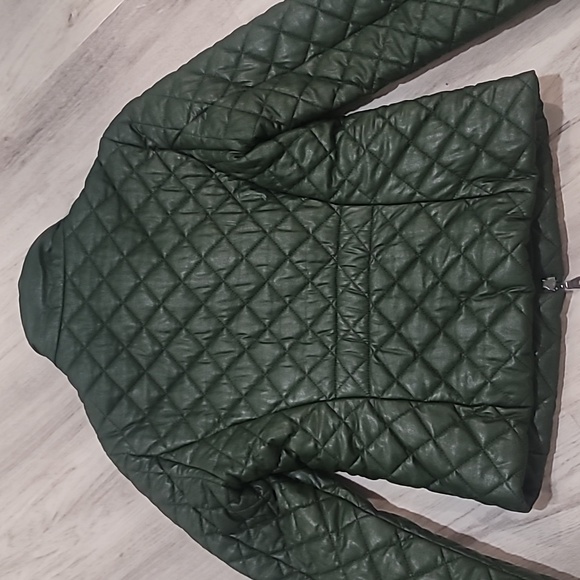 🇧🇫🇧🇬Benetton Quilted 2 Way Zipper Jacket Forest Green Womens XS - Picture 3 of 12